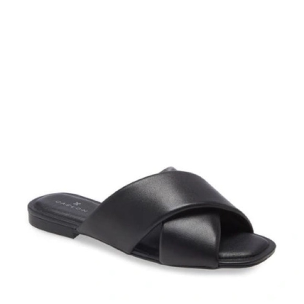 NWT Nordstrom Caslon Calla Slide Sandal Black Size 7M Womens